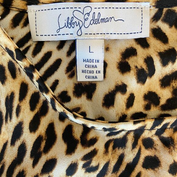 Libby Edelman Leopard Print Gathered Waist Peplum Top - Women's L - Picture 5 of 7